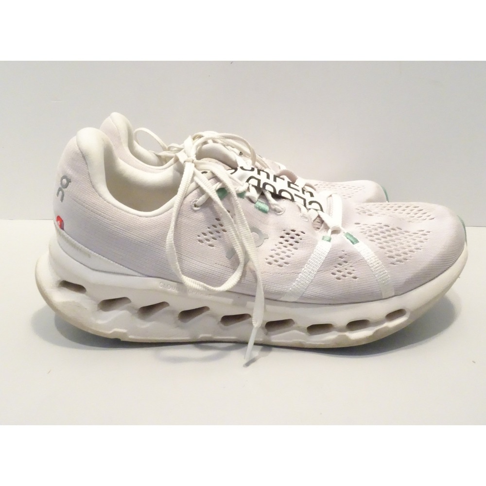 On Cloudsurfer White Mint Green Running Shoes Womens 10 Low Top Sneakers